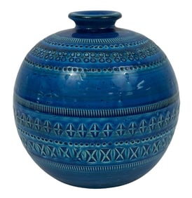 Flavia Montelupo Italian Blue Glazed Ceramic Vase