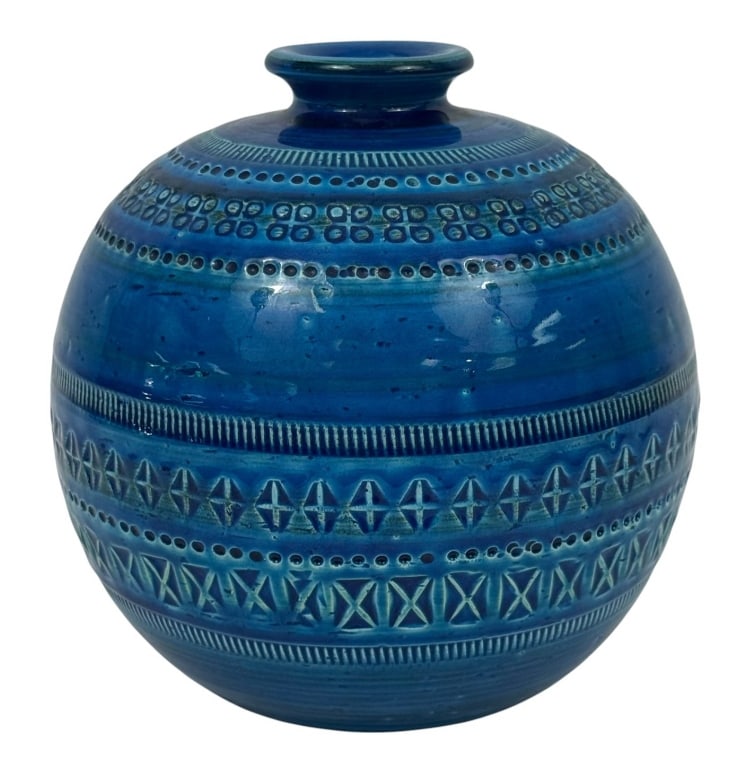 Flavia Montelupo Italian Blue Glazed Ceramic Vase (1 of 5)