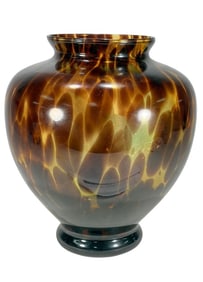Faux Tortoise Shell Pattern Glass Decorative Vase