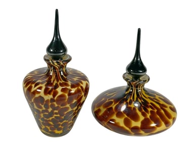 Tortoise Shell Pattern Glass Perfume Bottles 2pcs