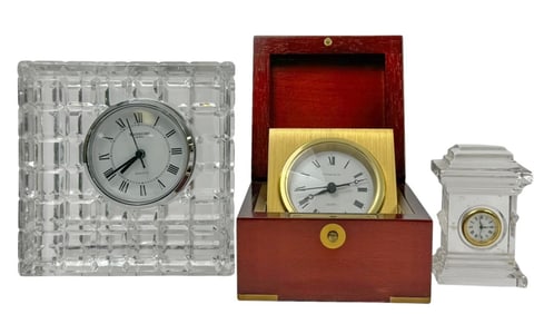 Tiffany, Waterford & Versace Crystal Clock 3pc LOT