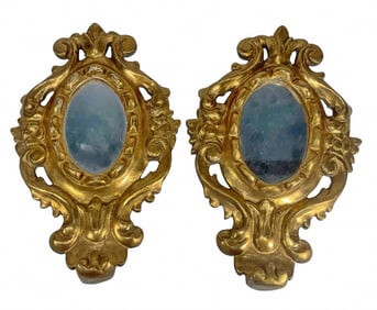 Pair of Italian Gilt Wood Wall Mirrors