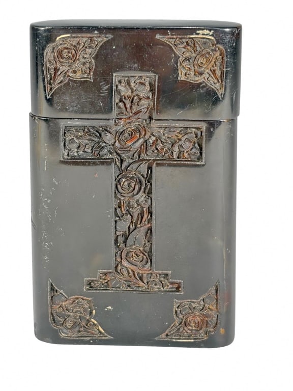 Antique Natural Carved Shell Religious Box (1 of 6)