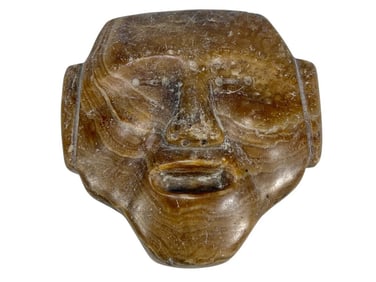 Stone Onyx or Alabaster Pre-Columbian Style Mask