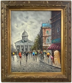 Paris Street Oil on Canvas after Antonio DeVity