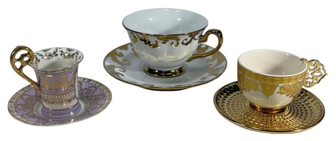 Vienna, Circa Luxe, Turkish Porcelain Cups 3pc LOT