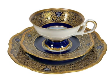 Weimar German Kobalt Teacup & Saucer 3pc LOT