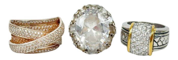 Sterling Silver High Fashion Ladies Rings 3pc LOT