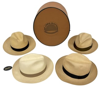 Panama Hats Including Borsalino & Jay Lord 4pc LOT