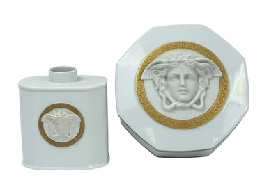 Rosenthal Versace Porcelain Medusa Box & Tea Caddy