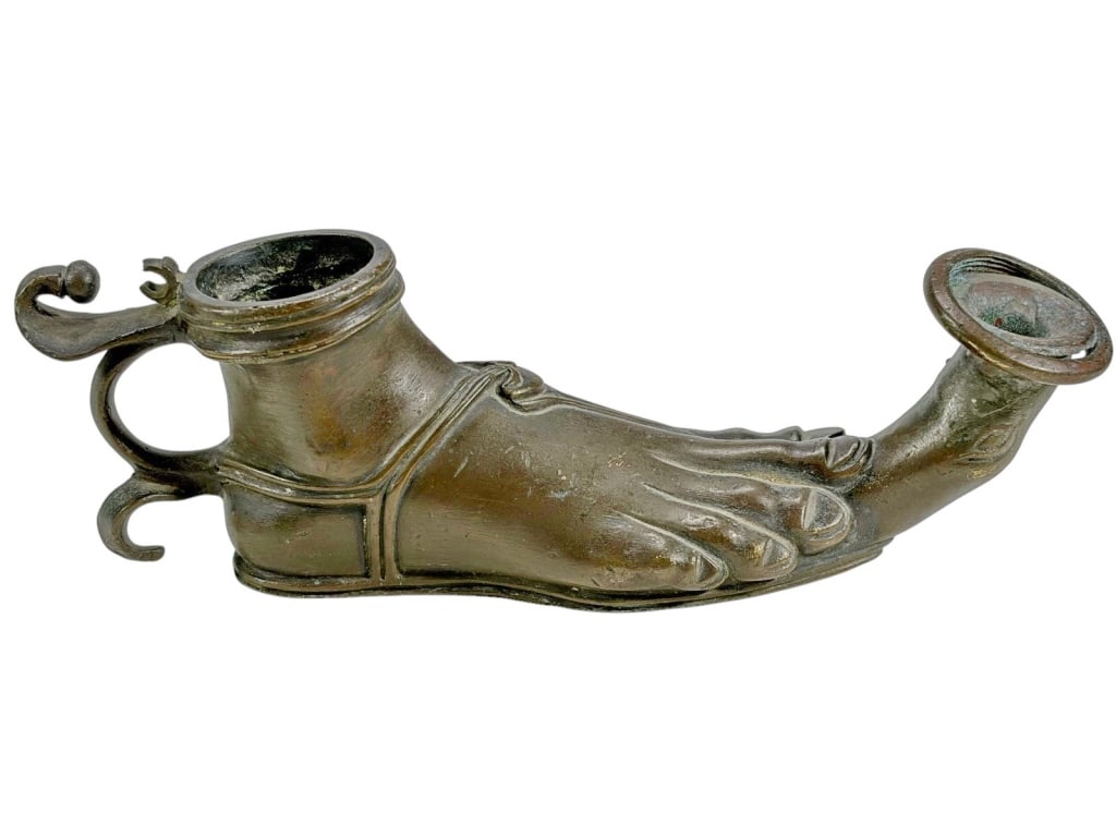 Antique Patinated Bronze Oil Lamp w/ Design (1 of 5)