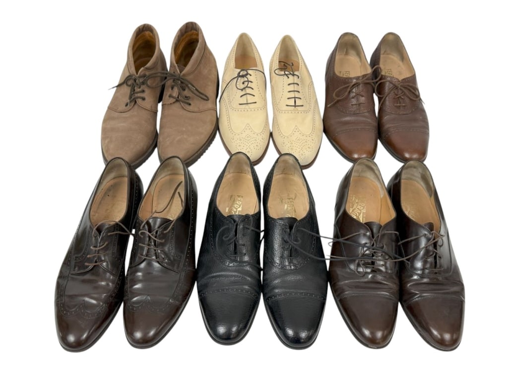 Ferragamo Men's Designer Dress Shoes 6 Pair LOT (1 of 13)
