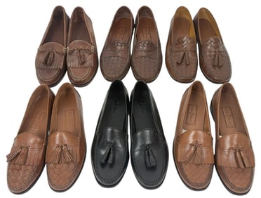 Cole Haan Leather Loafer Shoes Sz 9-10, 6 Pair LOT