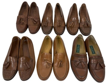 Cole Haan Mens Leather Loafers Sz 9-11, 6 Pair LOT
