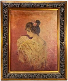Spanish Lady with Fan Oil Painting on Canvas