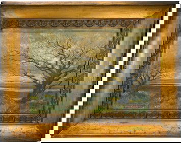 Landscape Oil on Cardboard by Rosa Calcagno