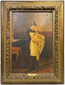 Antique Italian Oil on Canvas by P. Terigi