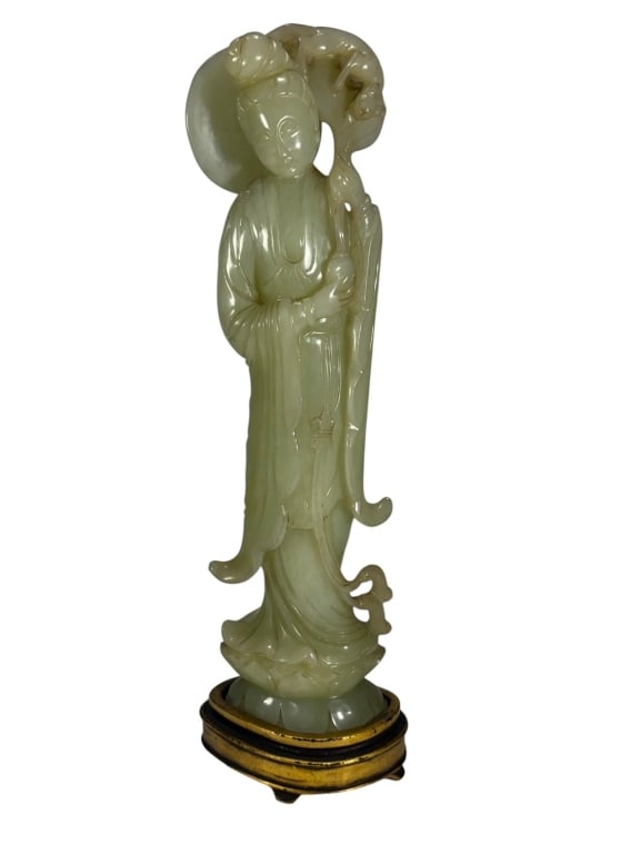 Chinese Carved Jadeite & Wood Figurine (1 of 5)