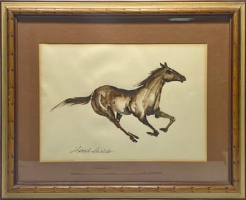 H. Roshi Honda Horse Watercolor Painting SIGNED
