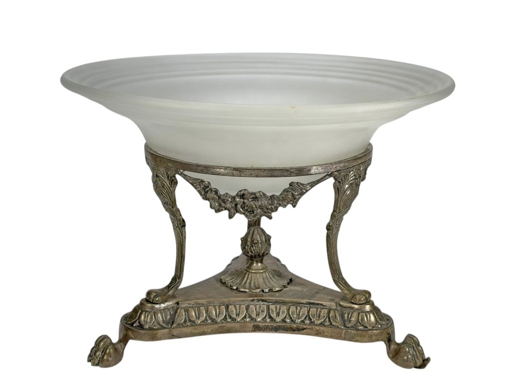 Silverplated Bronze & Frosted Glass Compote Bowl (1 of 5)