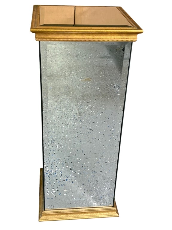 Gilt Wood & Mirrored Glass Panels Pedestal (1 of 3)