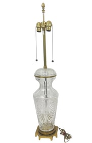 Marbro Cut Crystal Table Lamp with Gilt Brass Base