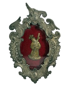 Antique Jesus Carrying the Cross Metal Wall Plaque