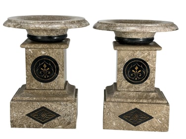Antique Pair of French Small Marble Urns