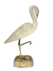 Tessellated Stone & Brass Bird Sculpture