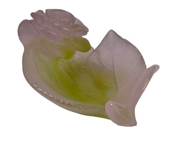 Daum French Pate de Verre Rose Vide Poche Bowl