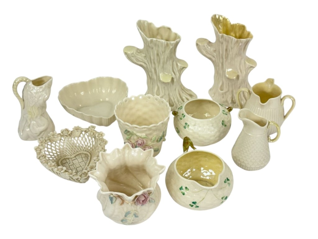 Vintage Belleek Irish Porcelain Grouping 11pc LOT (1 of 10)