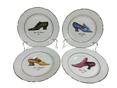 Email de Limoges Hand Decorated Plates 4pc LOT