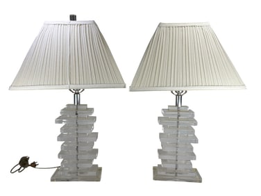 Pair of Mid Century Modern Lucite Table Lamps