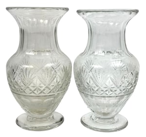 Pair of St. Louis French Cut Crystal Vases SIGNED