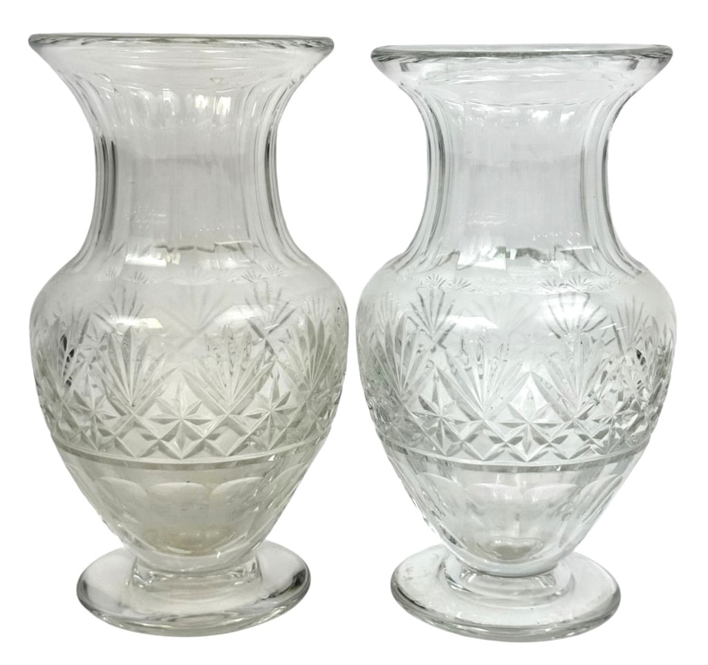 Pair of St. Louis French Cut Crystal Vases SIGNED (1 of 5)