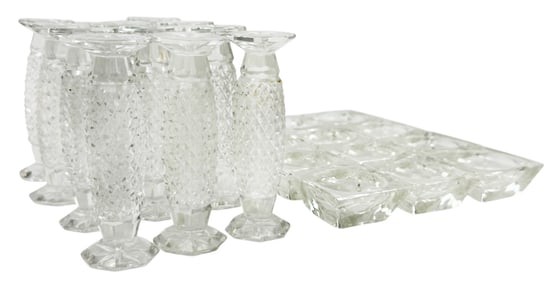 Vintage Crystal Knife Rests & Butter Dishes 24pcs