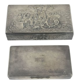 Vintage European Ornate Silverplate Boxes 2pc LOT