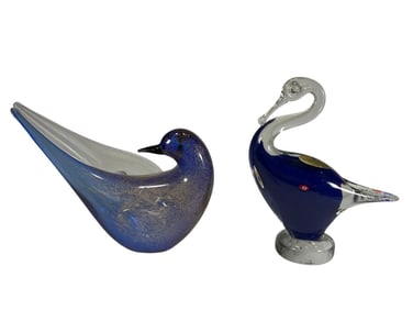 Silvestri Italian & Other Murano Bird & Swan 2pcs