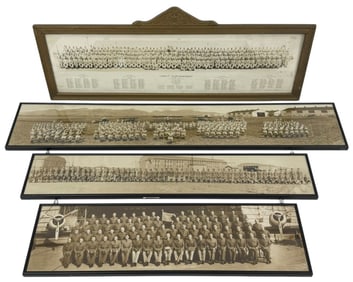 20th C. Panoramic Military Group Photographs 4pcs