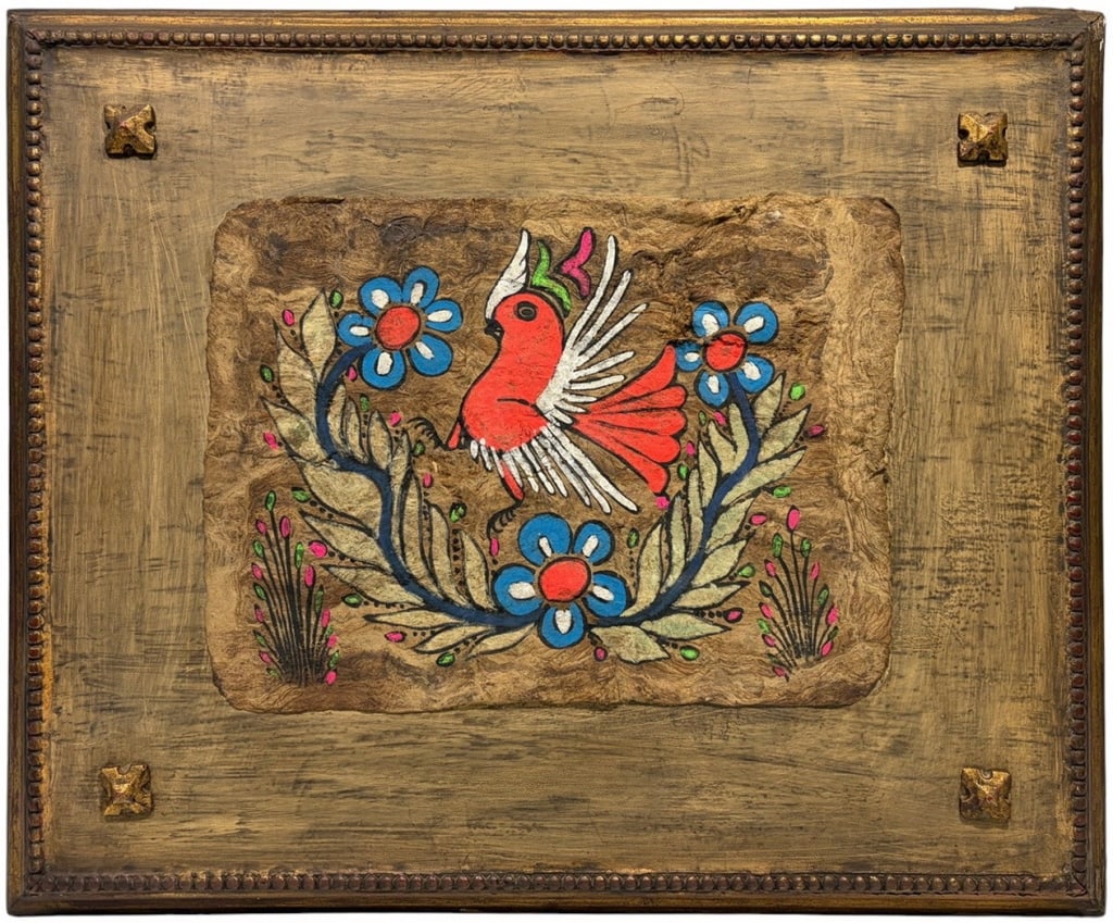 Mexican Folk Art Painting on Paper on Wood (1 of 5)