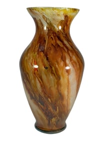 Mid 20th C Brown & Amber Art Glass Vase