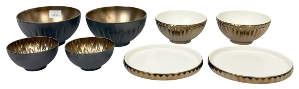 Lenox Luna L/E No. 75 Nesting Dinnerware 8pc SET: Rare limited-edition Lenox 'Luna' nesting dinnerware set, produced in celebration of the brands 130th anniversary. The set includes eight coordinating pieces that nest neatly together, featuring a str