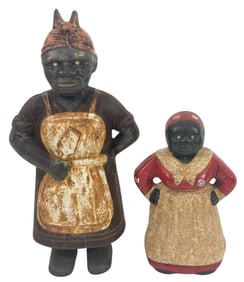 Vintage Black Americana Cast Iron Banks 2pc LOT