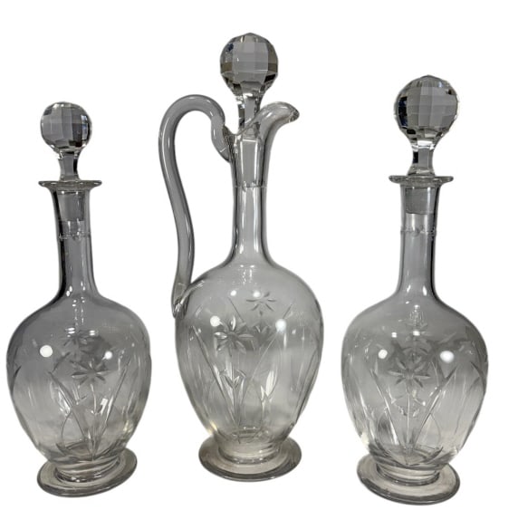 Baccarat French Floral Motif Decanters 3pc LOT (1 of 7)