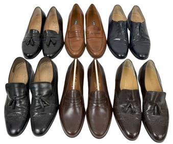 Ferragamo & Bally Men's Leather Loafers 6 Pair LOT