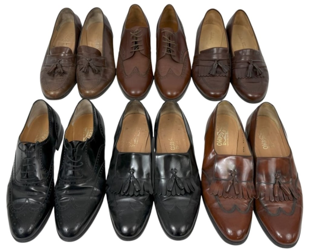 Salvatore Ferragamo Italian Dress Shoes 6 Pair LOT (1 of 5)
