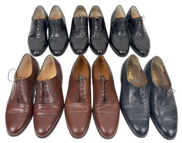 Ferragamo & Bally Leather Oxford Shoes 6 Pair LOT