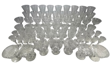 Etched Crystal Glasses with Grapevine Motif 64pc