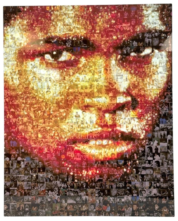 Robin Austin b.1959 Muhammad Ali Metal Art Collage: Robin Austin (English, born 1959) 'The Greatest' limited edition color photographic mosaic of Muhammad Ali (American, 1942 - 2016), created through the dye sublimation process and composed of smaller