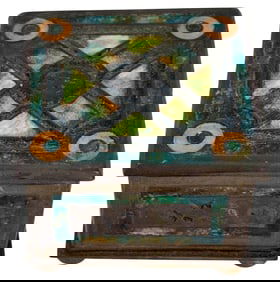 Louis C. Tiffany Bronze Favrile Glass Inkwell Box